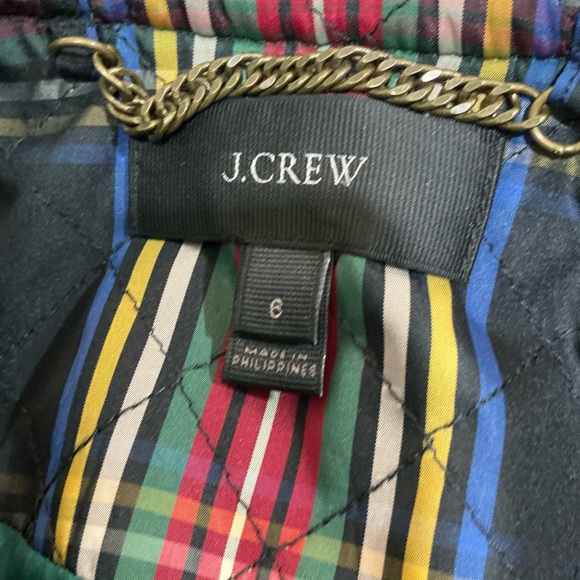 🤎 J. Crew Women’s Quilted Jacket Stewart Plaid Braided Trim Collarless Lined - 6 - Picture 10 of 11